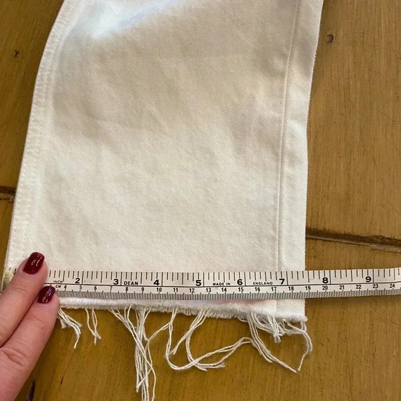 Re/Done Womens High Rise Straight Leg Frayed Hem Cotton 70s Stove Pipe 28 waist - Picture 10 of 12